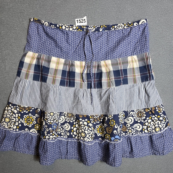 J. Crew Dresses & Skirts - J. Crew Blue and White Patchwork Skirt XS But Measures Like A Large. Cottagecore